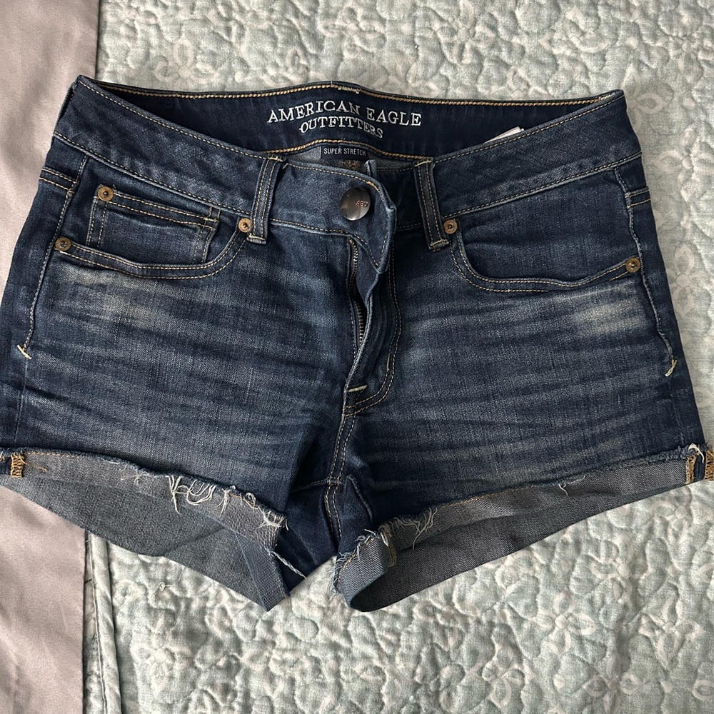 American Eagle Outfitters Blue Jean Shorts Distressed Cut-Offs
